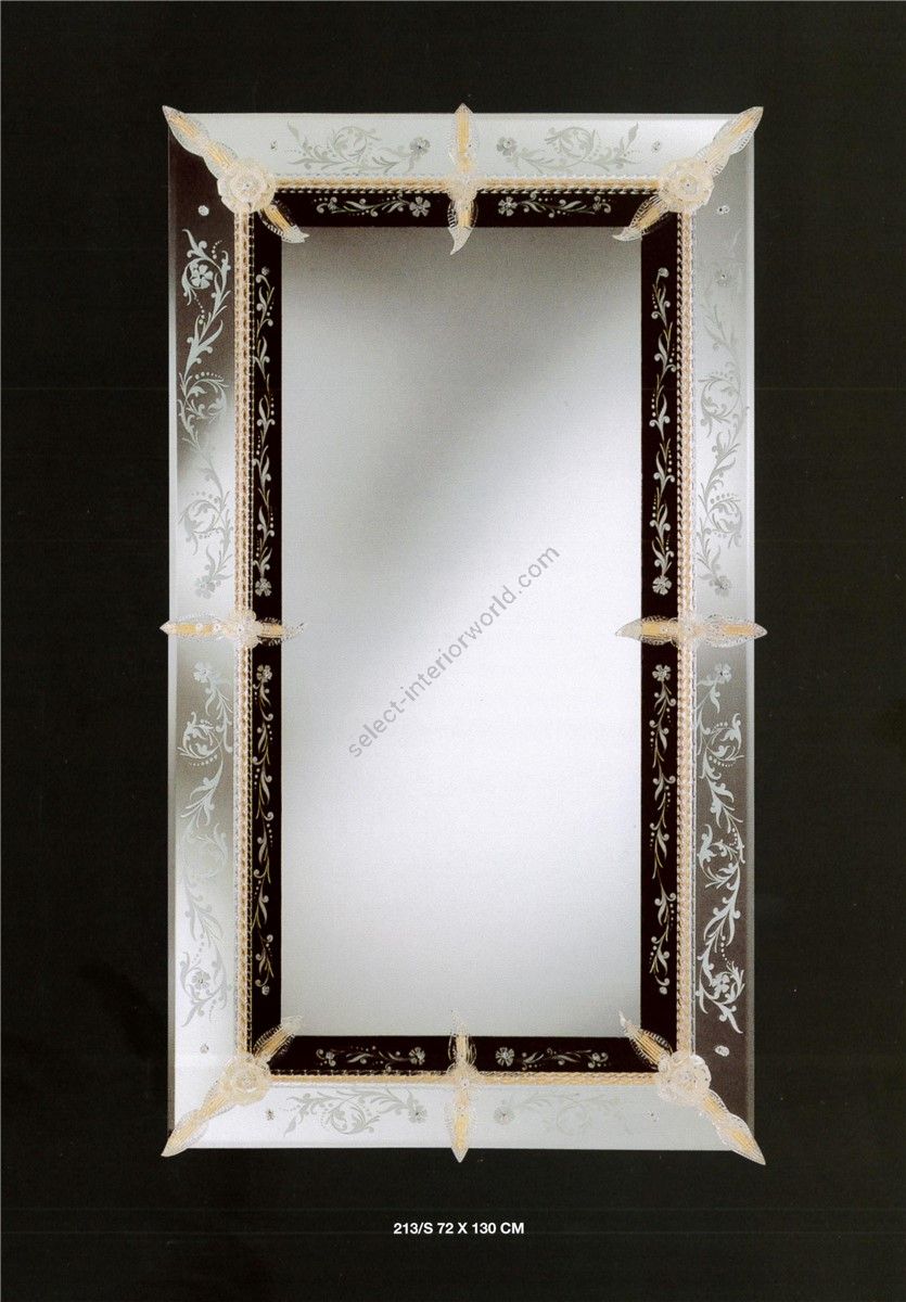 Italian Luxury Lighting / Wall Mirrors / Venetian Murano Glass with Floral Decoration 213S