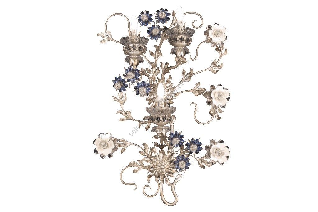 Mechini / Wall Lights / Colored Bohemian Crystal and Biscuit Ceramic A299/3