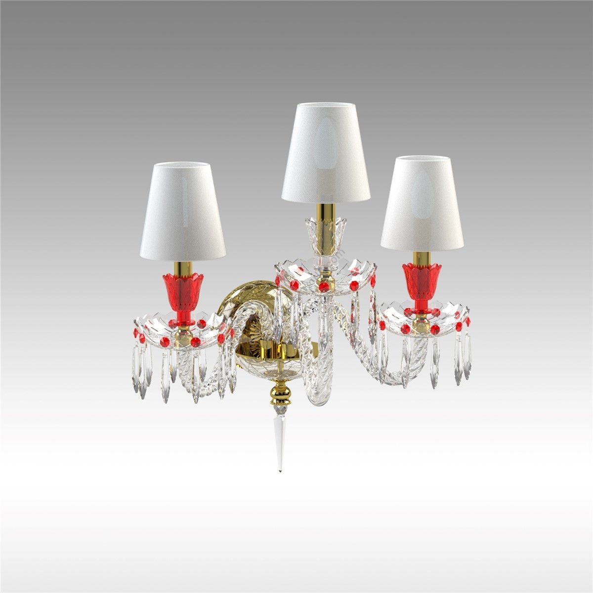 Italian Luxury Lighting / Wall Sconces / Elegance Crystal 3 Lights with Lampshades D1200 003WL