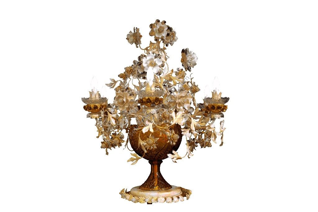 Mechini / Table Lamps / Biscuit Ceramic and Amber Crystal Vase F299/6