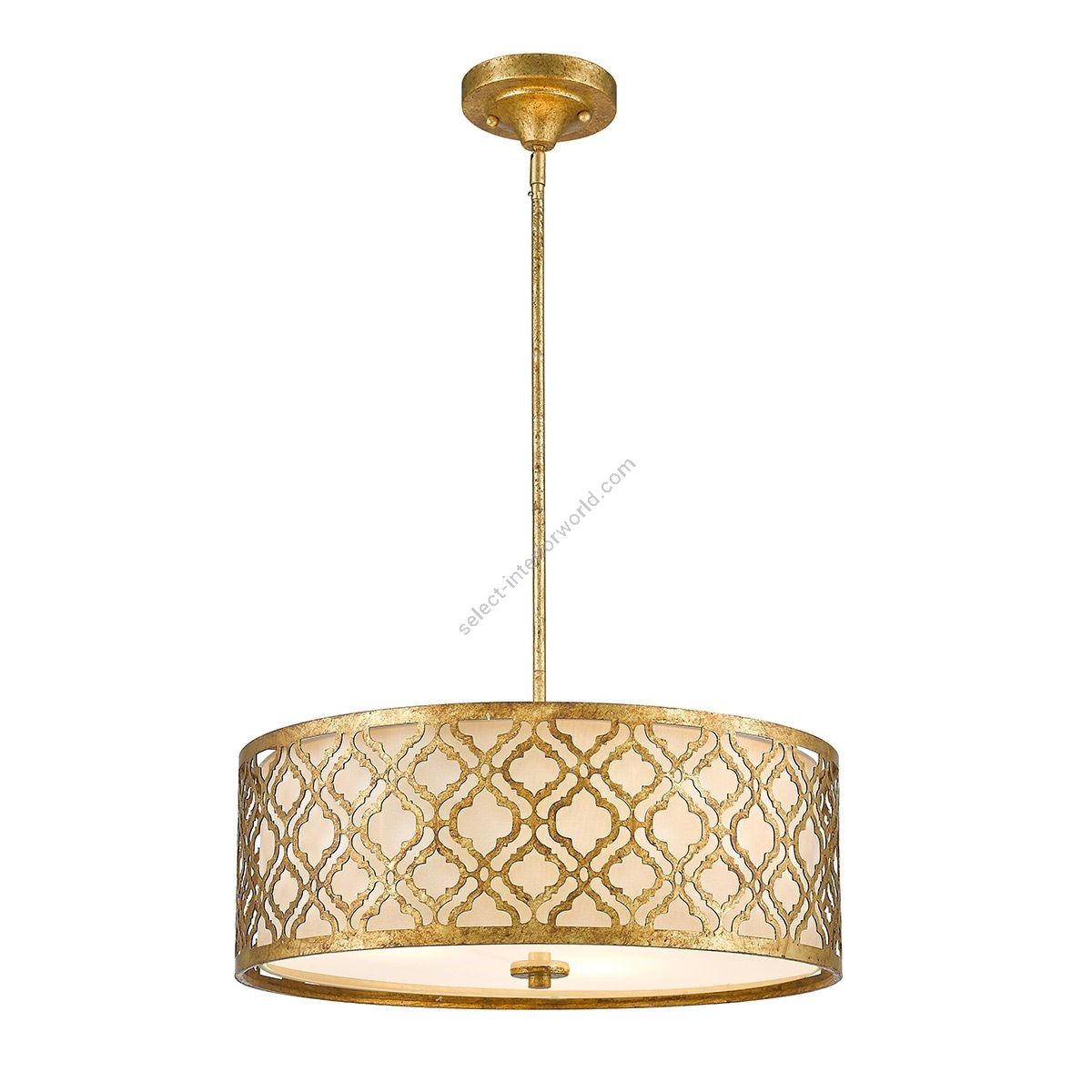 Elstead Lighting / Pendant Lights / Arabella 3 Light Duo-Mount Large Pendant - Distressed Gold, Ivory Shade