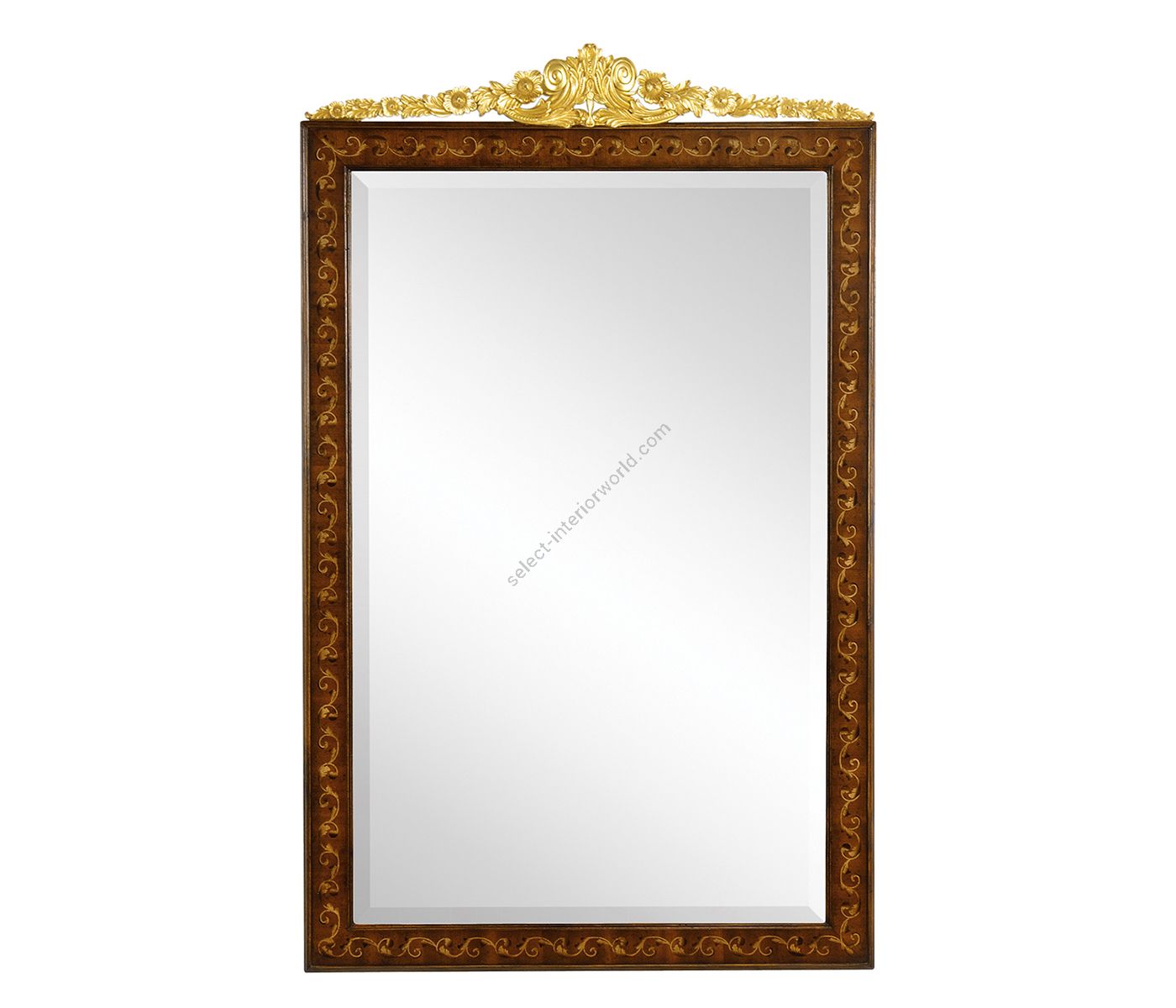 Jonathan Charles / Louis XVI Intarsierter & vergoldeter rechteckiger Spiegel