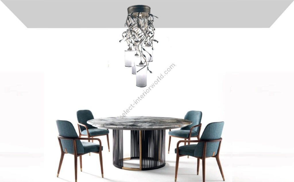 Mechini / Chandeliers / Clear Bohemian Crystal and Lamp Shades L-Braid-T/4+1