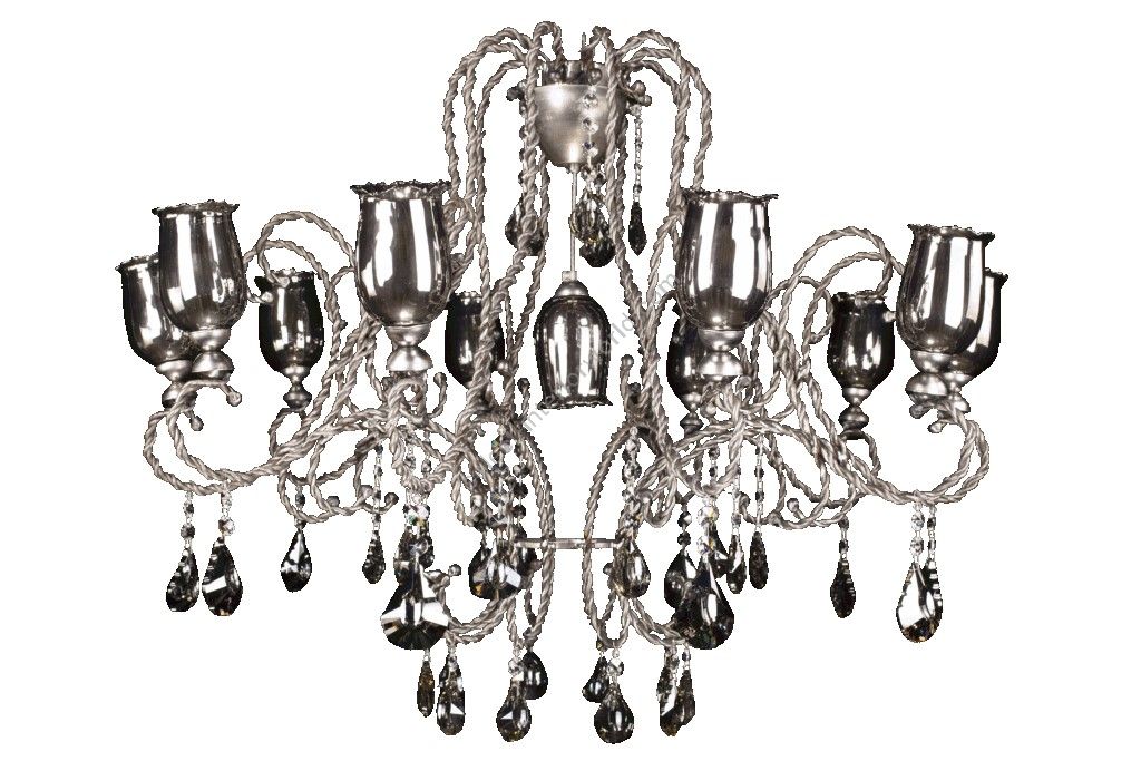 Mechini / Chandeliers / Wrought Iron with Coloured Crystal L-CORDA/13 SILVER