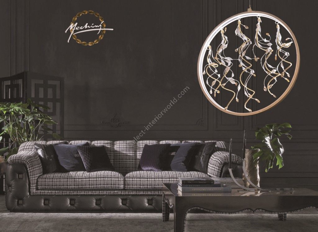 Mechini / Chandeliers / Wrought Iron with Clear Bohemian Crystal L-Girò-1 / Led