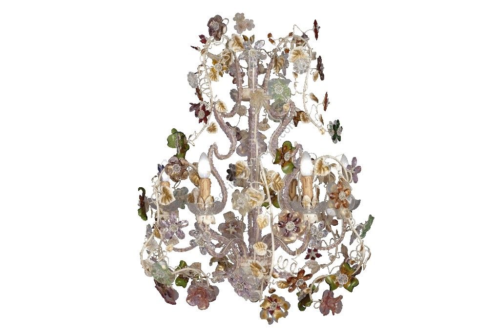 Mechini / Chandeliers / Murano Glass and Coloured Pearl Banding L105/6 BIS