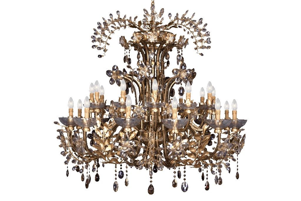 Mechini / Chandeliers / Wrought Iron with Coloured Bohemian Crystal L106/18 Dc
