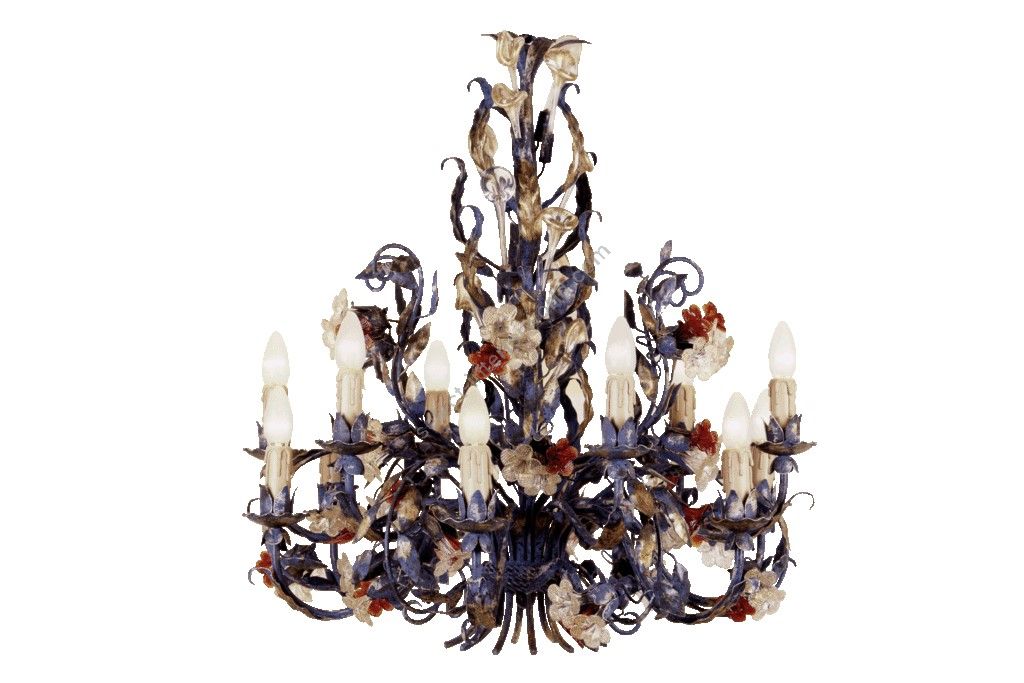 Mechini / Chandeliers / Wrought Iron with Murano Glass L186/12