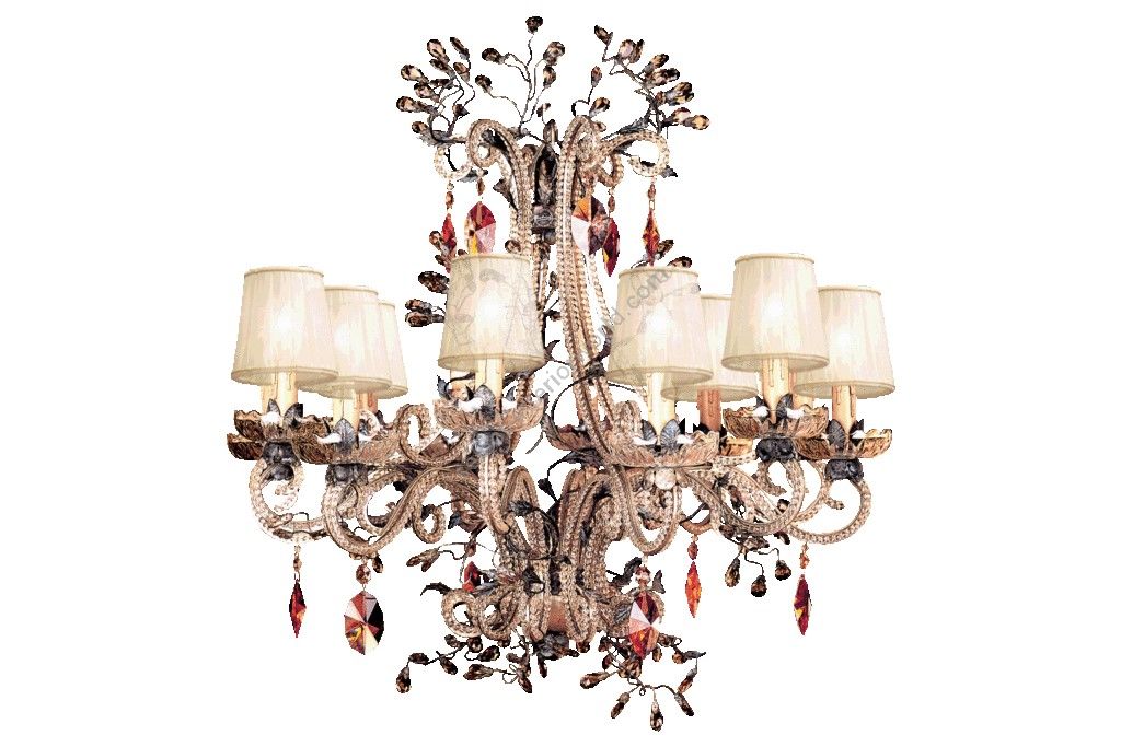 Mechini / Chandeliers / Clear Pearl Banding and Silk Lampshade L256/12