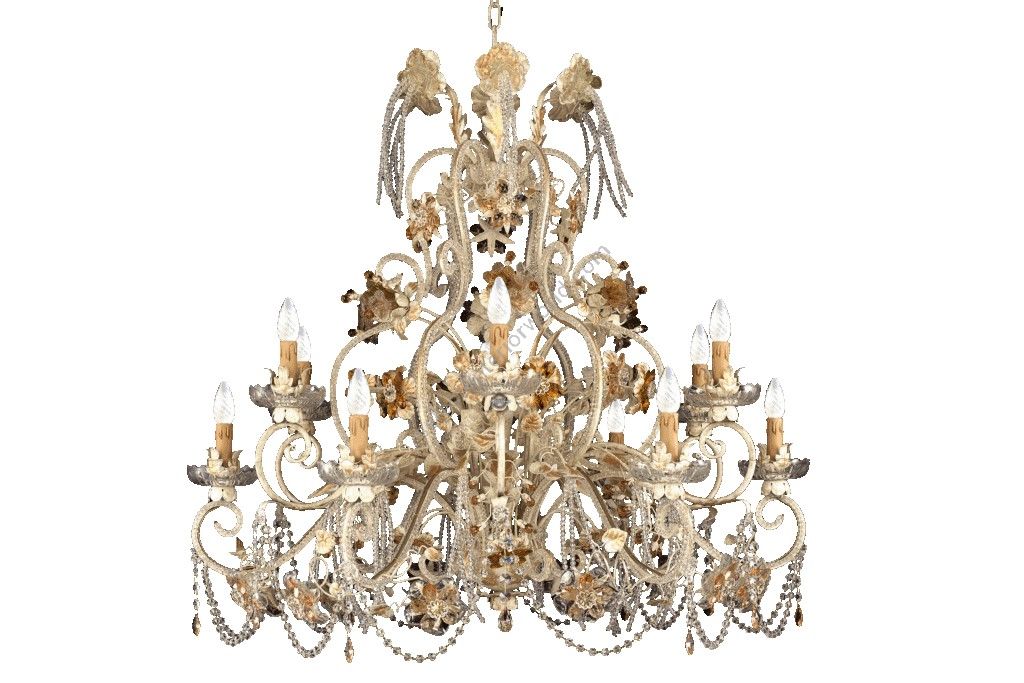 Mechini / Chandeliers / Murano Glass and Clear Pearl Banding L270/12