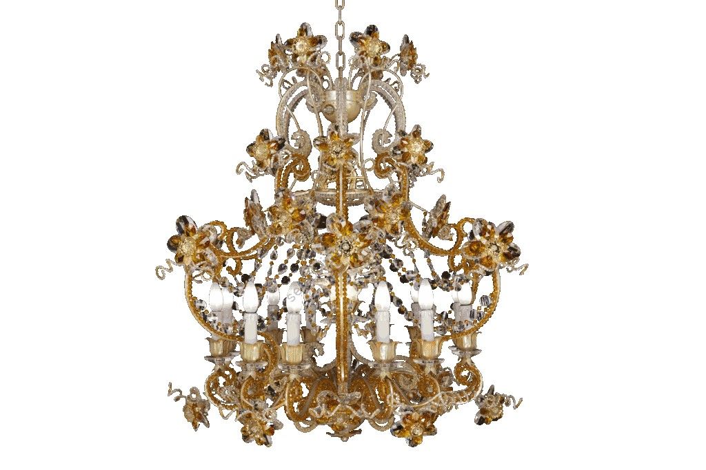 Mechini / Chandeliers / Clear and Coloured Pearl Banding L288/13 Amber
