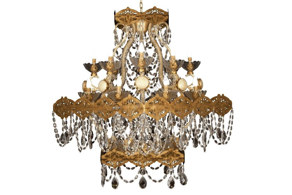 Mechini / Chandeliers / Clear Bohemian Crystal & Clear Pearl Banding L294/24