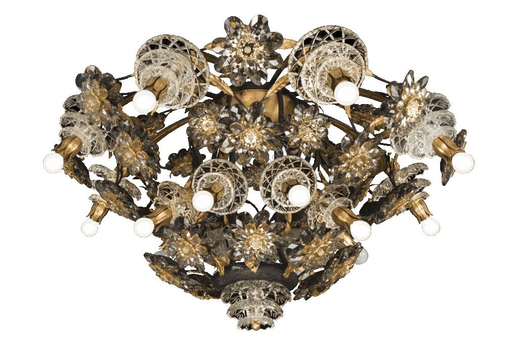 Mechini / Chandeliers / Black with Coloured Bohemian Crystal and Biscuit Ceramic L307/16