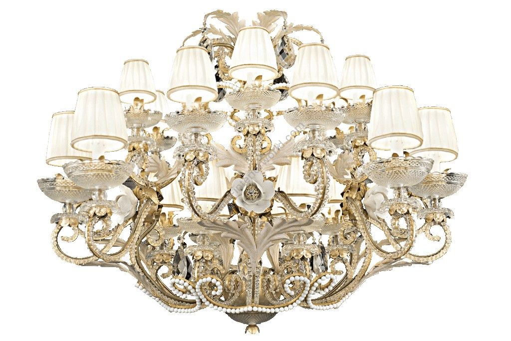 Mechini / Chandeliers / Bohemian Crystal & Porcelain Silk Lampshade L314/24