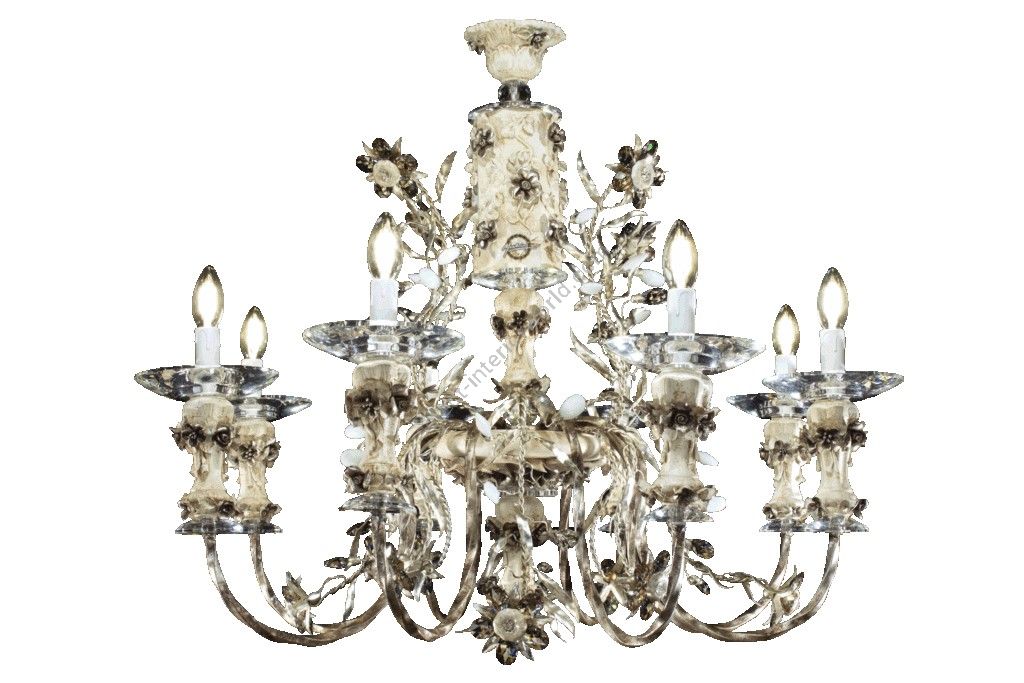 Mechini / Chandeliers / Colored Bohemian Crystal and Porcelain L329/10
