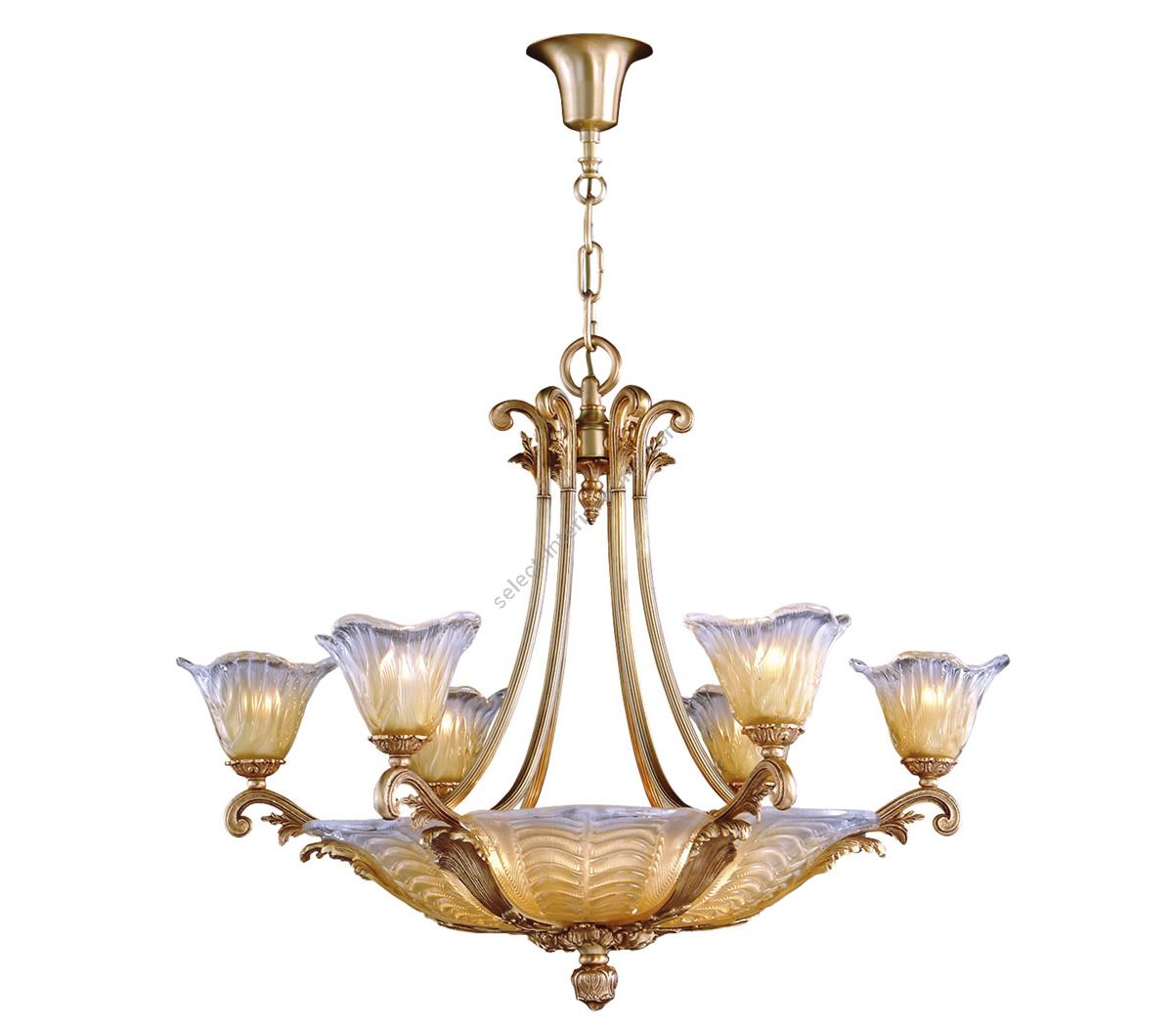 Mariner / Kronleuchter / Gegossene Bronze / Venezianisches Glas 19493