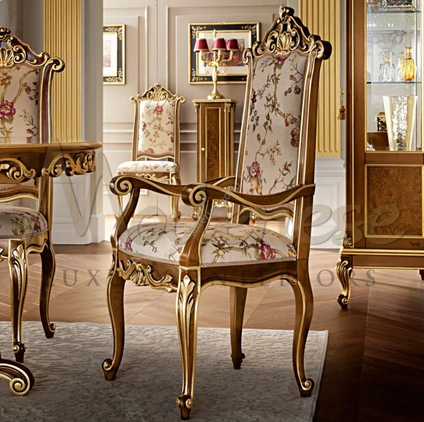 Modenese Luxury Interiors / Esszimmersessel / Holzgeschnitzter Barock
