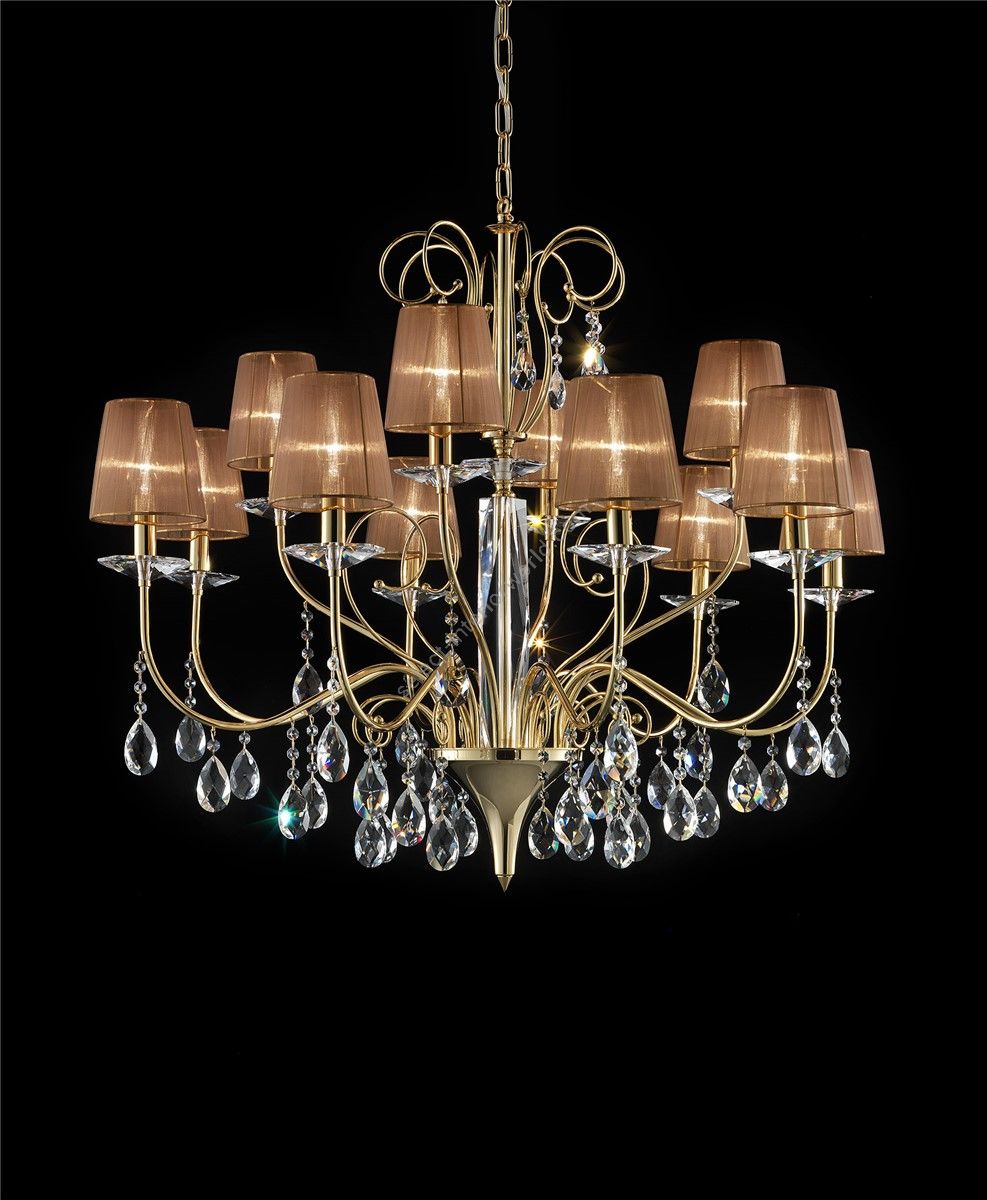 Italian Luxury Lighting / Chandeliers / Orchidea Crystal 12-Light With Lampshades ORC2500 012