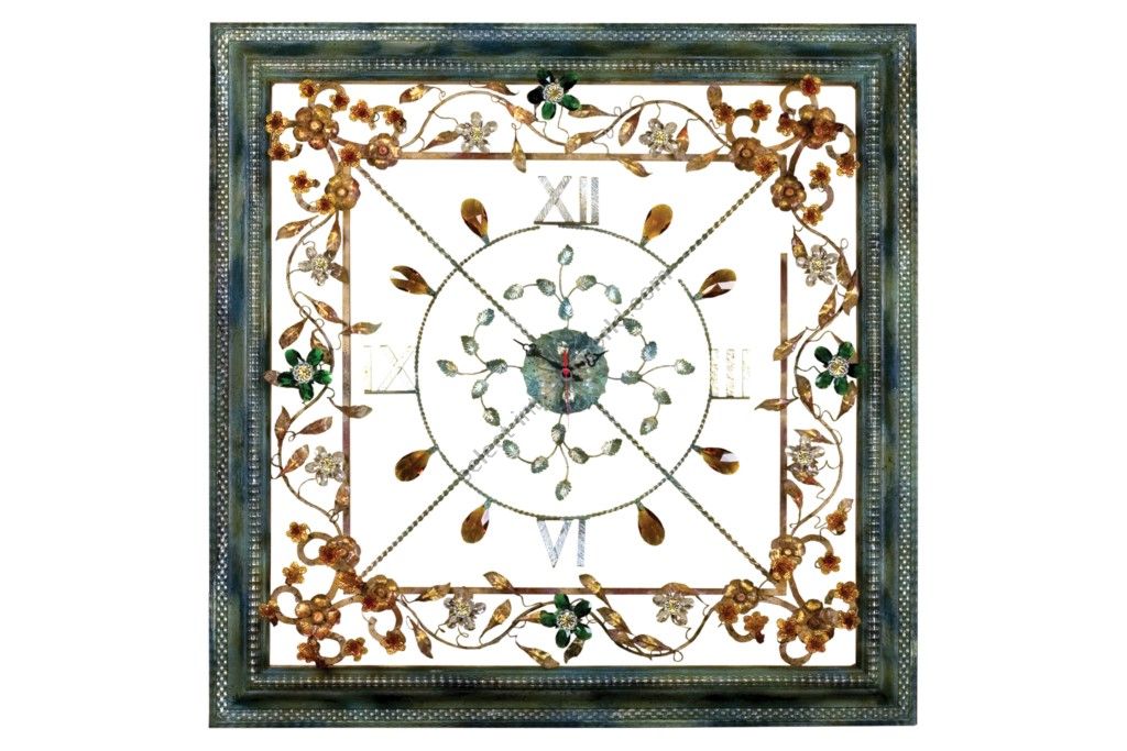 Mechini / Wall Clocks / Coloured Bohemian Crystal Orologio Quadrato