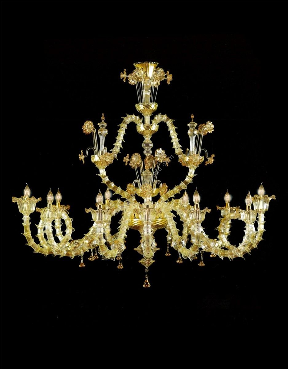 Italian Luxury Lighting / Chandeliers / Venetian Glass Gold 12-Light V7501 012