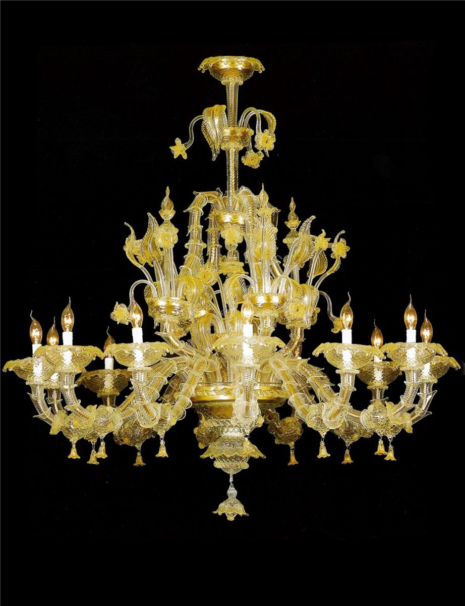 Italian Luxury Lighting / Chandeliers / Venetian Glass Gold 12-Light V7767 012