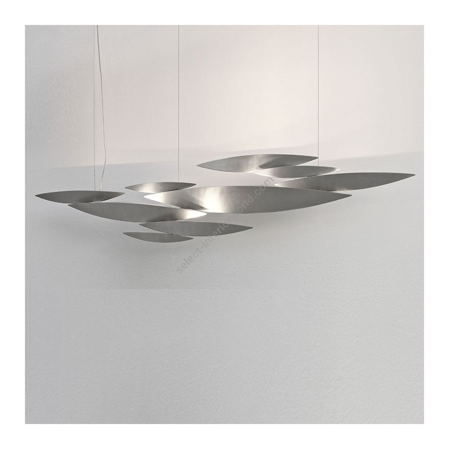 Suspension lamp / Brushed nickel finish, cm.: 200 x 180 x 14 / inch.: 78.7" x 71" x 5.5" (8 lights) size