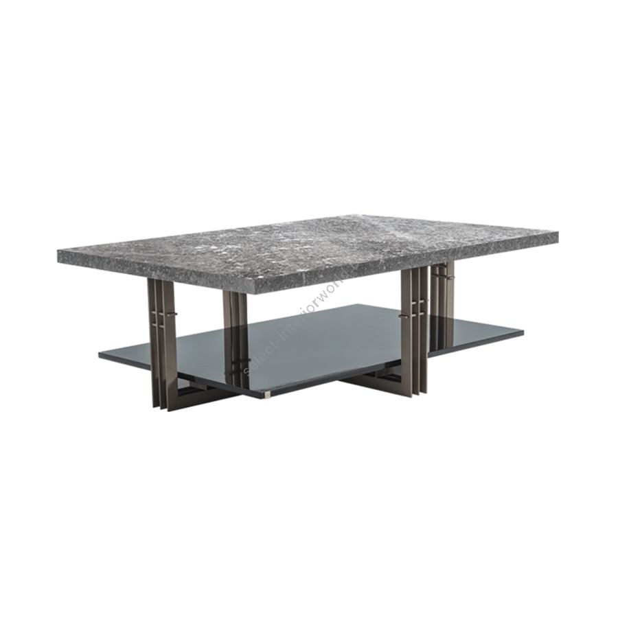 Bronze metal / Grafito High Gloss base / Luna Gray marble top