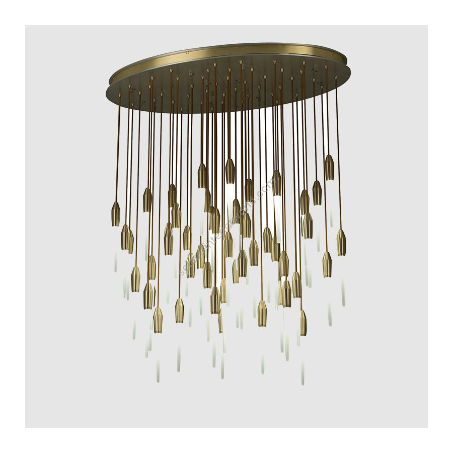 Satin Brass finish with Warm Tan cord / Etched glass type