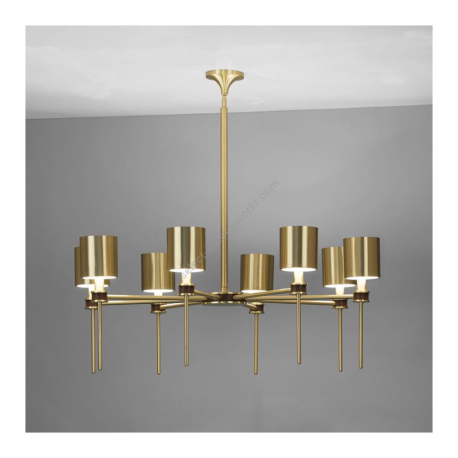 Satin Brass finish / Finished metal lampshade / Chocolate Shagreen insert