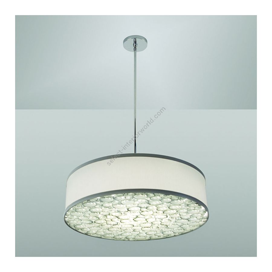 Satin Nickel finish, Textured Bone White lampshade (cm.: W 61 x D 61 / inch.: W 24" x D 24")