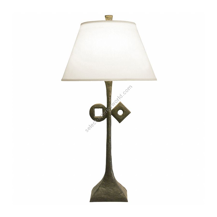 Natural patina finish / White linen lamp shade