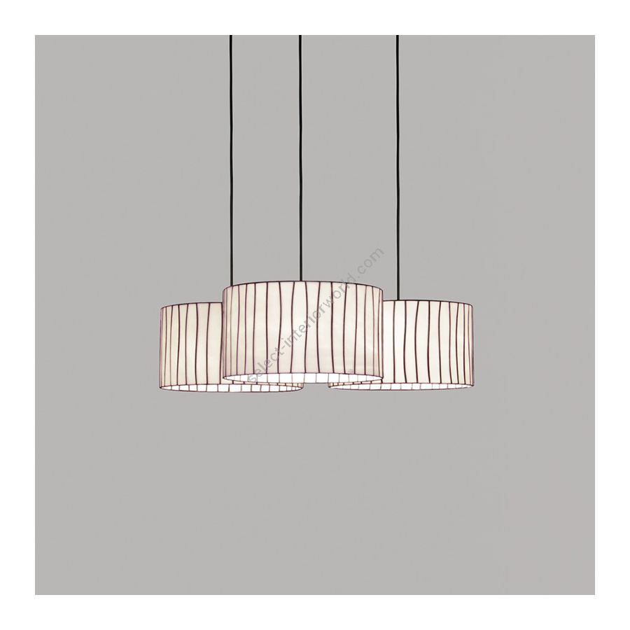 White lampshade / Black cable / 3 lights (cm.: 250 (H1/18+H2/232) x 72 x 66 / inch.: 98.4" (H1/7.1"+H2/91.3) x 28.3" x 26")