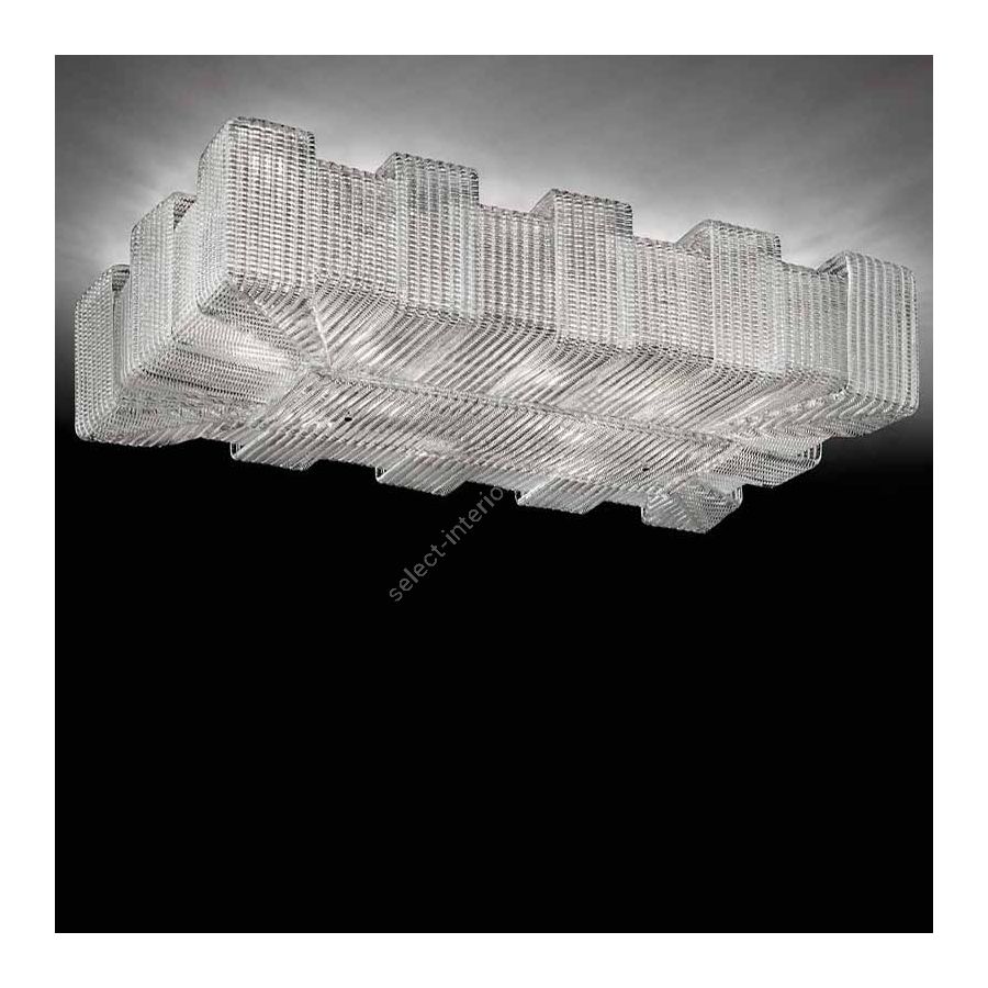 Chrome finish / Clear glass / Pattern C (Cerchi) glass type / 8 lights (cm.: 30 x 100 x 55 / inch.: 11.81" x 39.37" x 21.65")