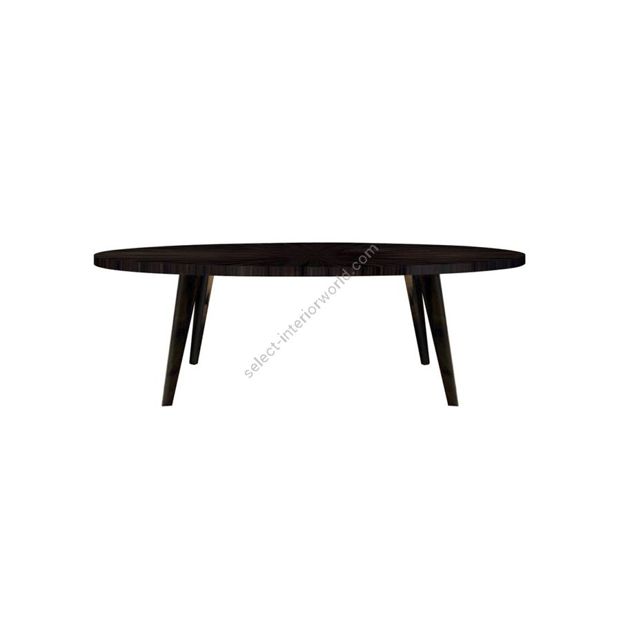 Esstisch / Tischplatte Makassar Ebenholz (DOM100) glänzend / Beine schwarz glänzend lackiert