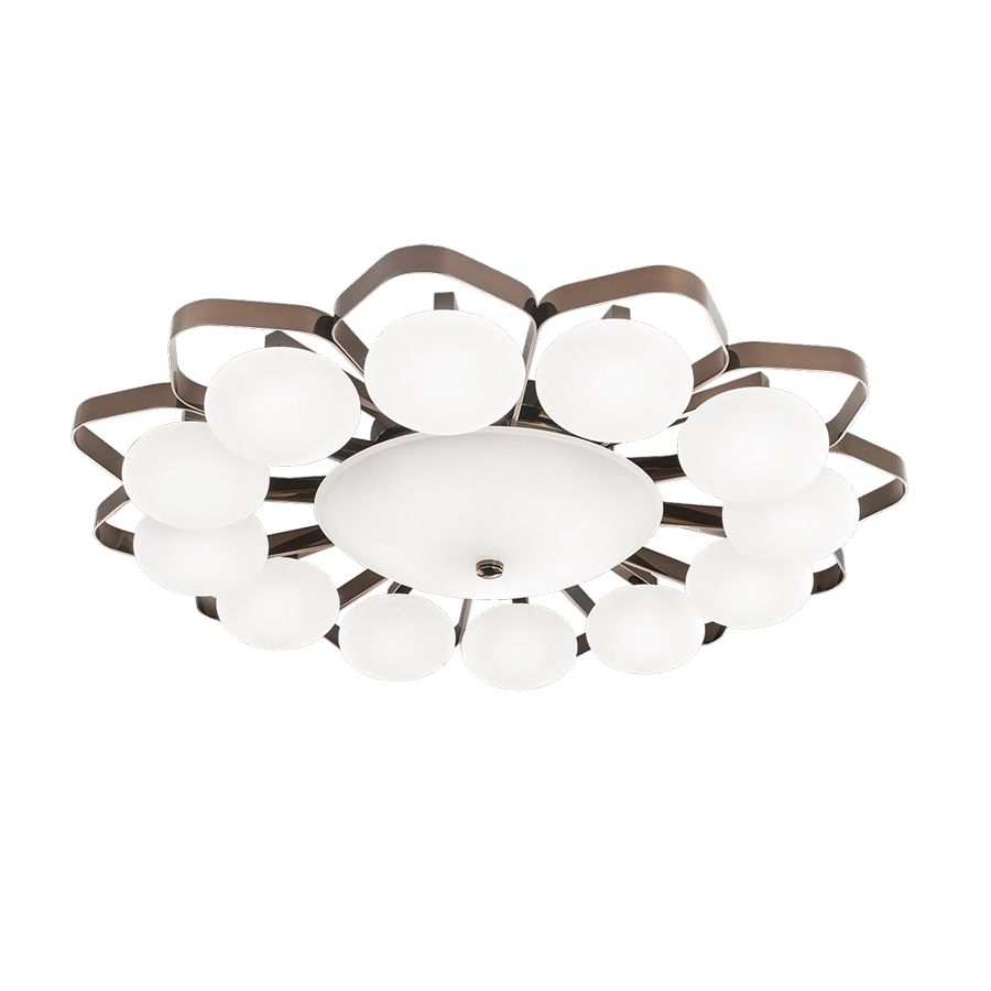 Deckenleuchte LED / Gold-Nickel endfertigung / Satinglas / 16 flammig (cm.: 17 x 95 x 95 / zoll: 6.69" x 37.4" x 37.40")