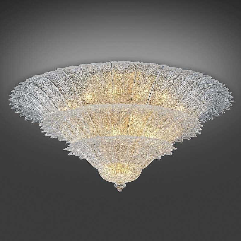 Ceiling lamp / Shiny Gold finish / Transparent Rugiada glass 64/160T cm.: 67 x 160 x 160