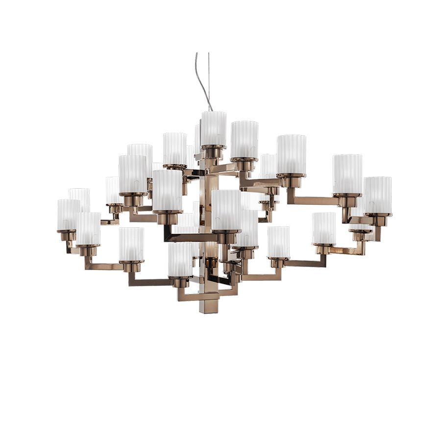 Kronleuchter / Gold Nickel endfertigung / Satinglas Diffusoren