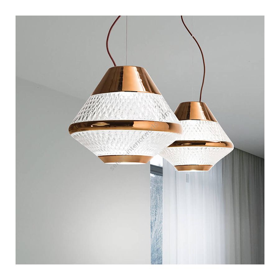 Pendant lamp / Transparent - Bronze finish with Gold Nickel details