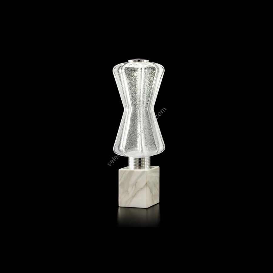 LED-Tischleuchte / Sockel aus weißem Marmor / Diffusor aus Diamantglas