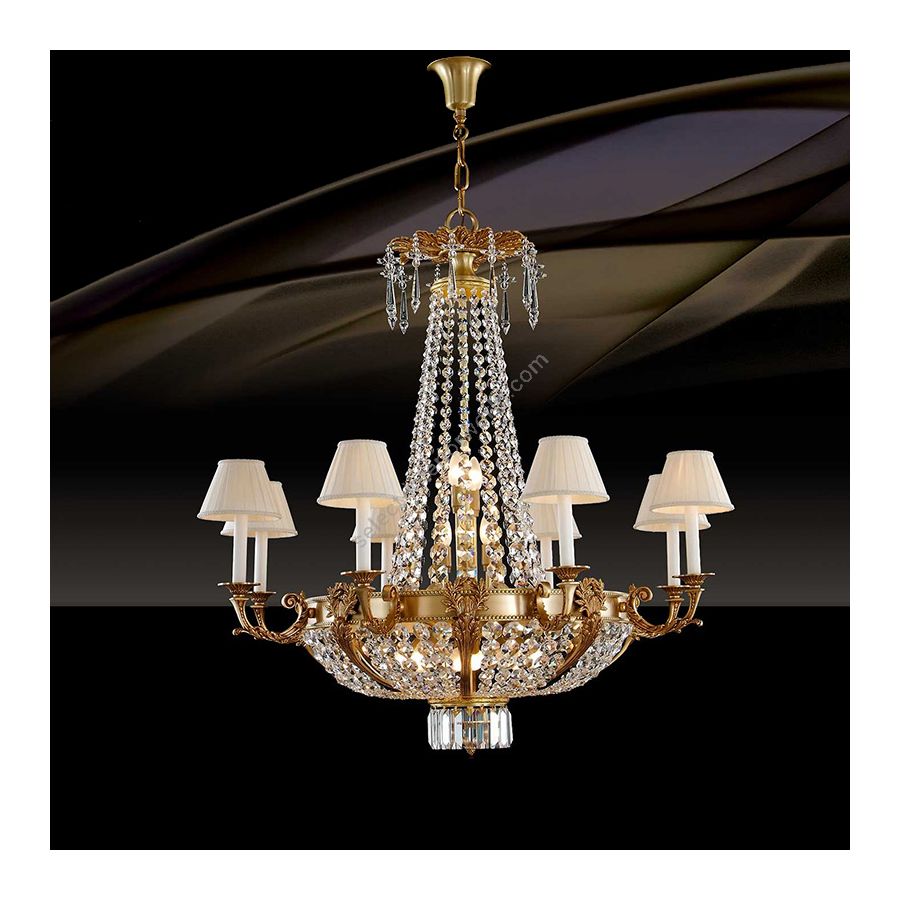 French Gold Finish / With beige pleated lamp shade