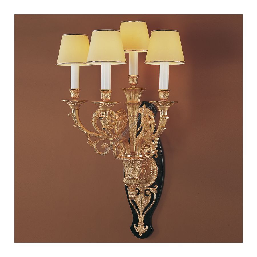 Antique Gold Plated finish / With Plain lampshades