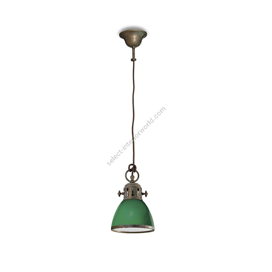 Pendant lamp / Aged brass finish / Green glass