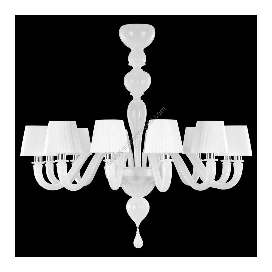 Nickel Finish / White Silk Glass / White Lampshades / 12 lights