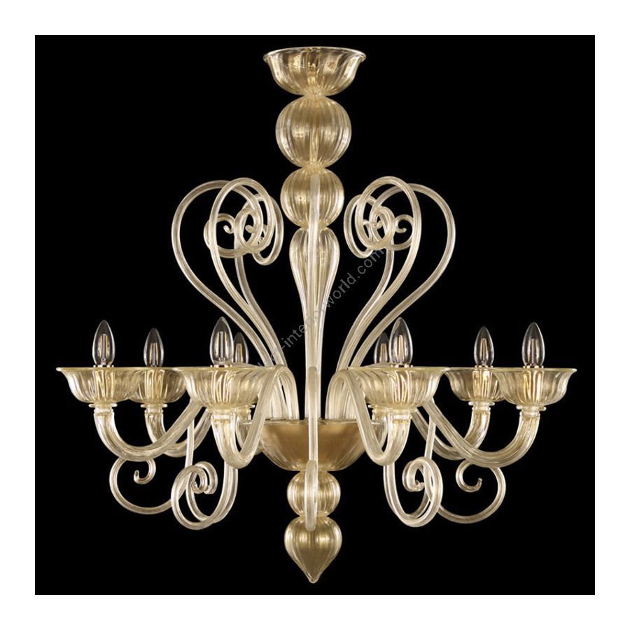 Gold Finish / Gold Glass / 8 lights (cm.: 80 x 85 x 85 / inch.: 31.49" x 33.46" x 33.46")
