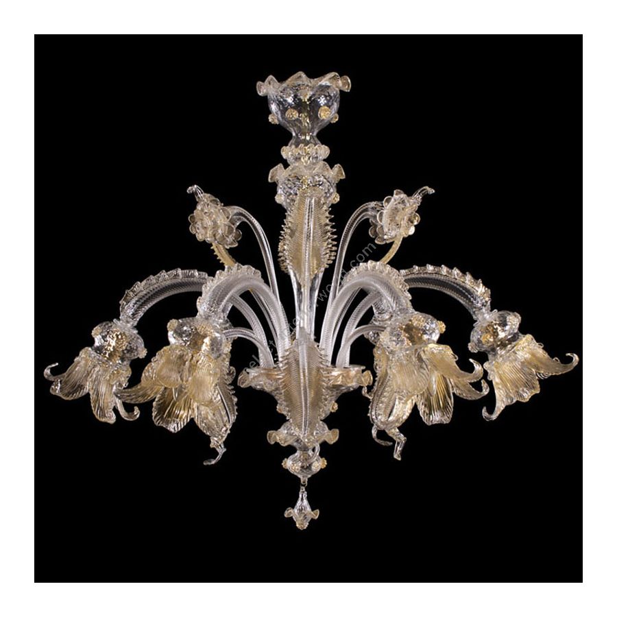 Clear with Gold Glass / 6 lights (cm.: 80 x 80 x 80 / inch.: 31.49" x 31.49" x 31.49")