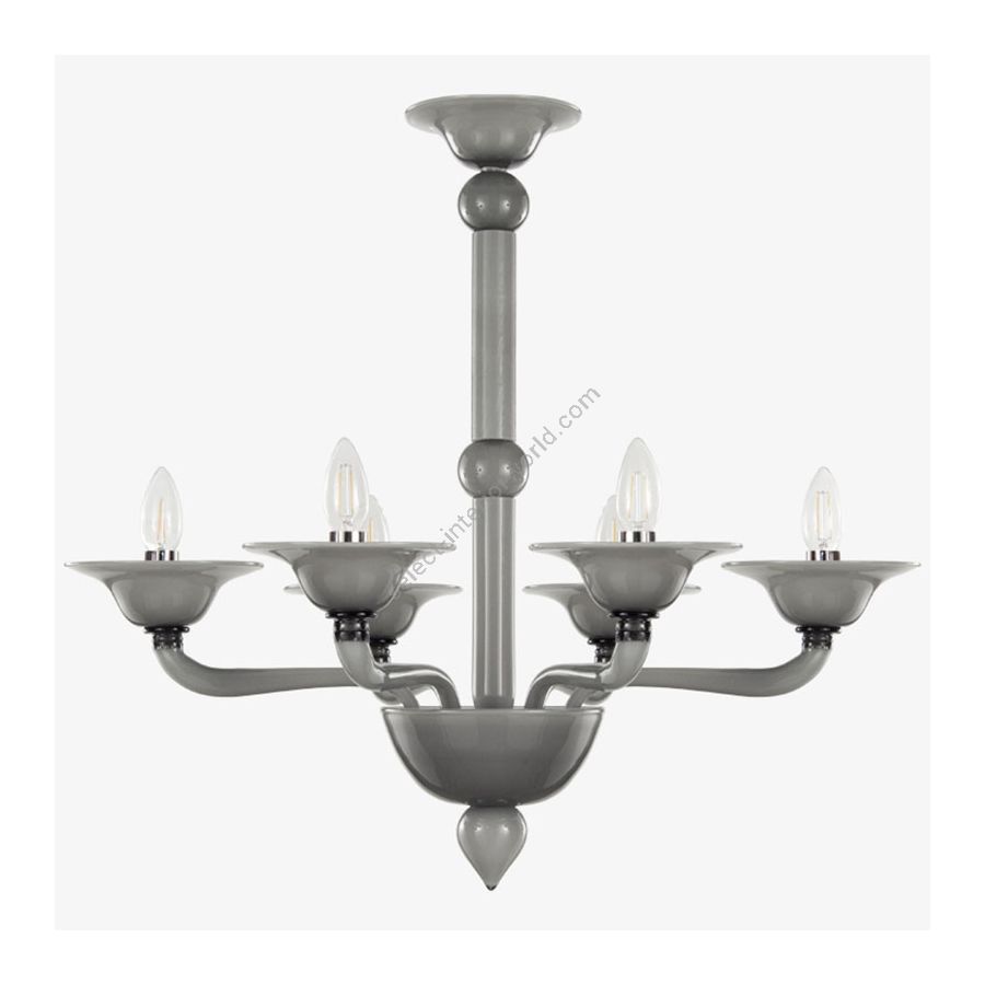 Opaque Grey Glass / 6 lights (cm.: 65 x 70 x 70 / inch.: 25.59" x 27.55" x 27.55")