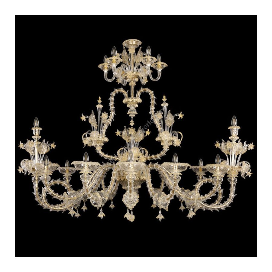 Clear Gold Glass / 18 lights (cm.: 135 x 180 x 125 / inch.: 53.15" x 70.86" x 49.21")