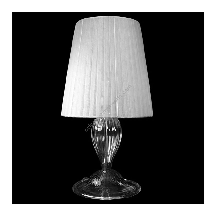 Nickel Finish / Clear Glass / Light Gray Lampshade