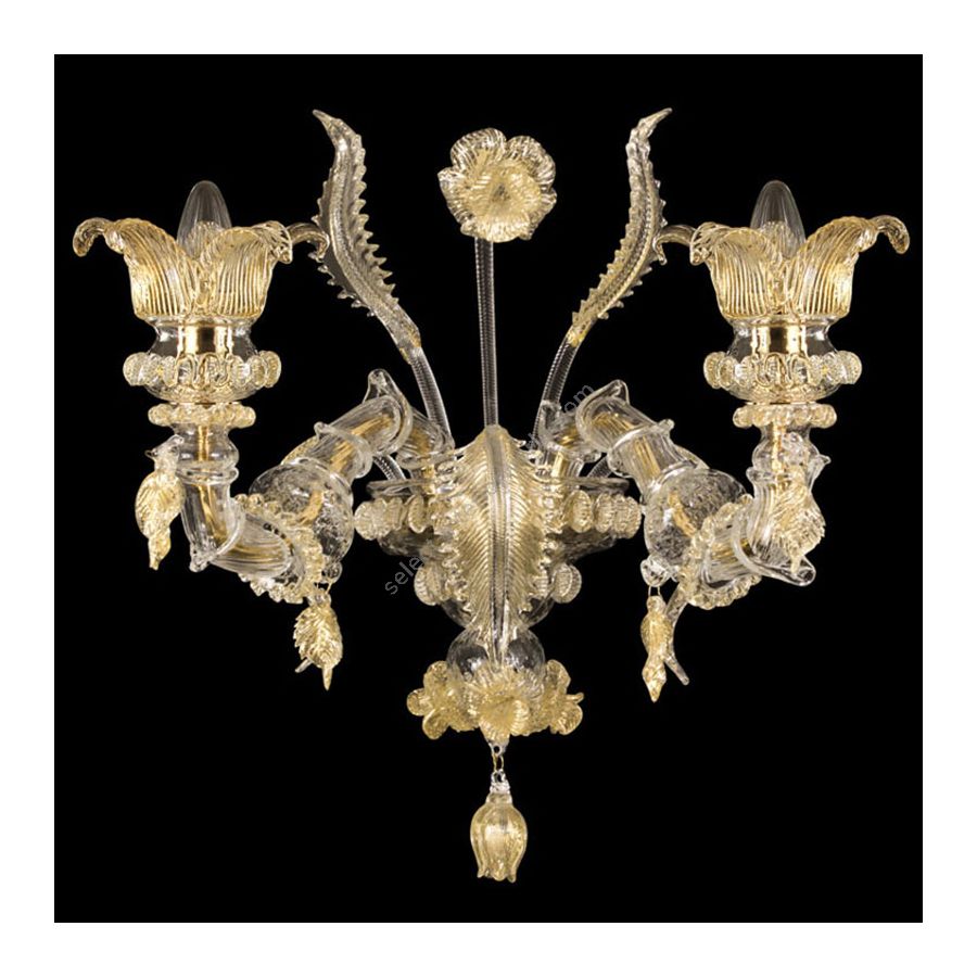 Clear with Gold Glass / 2 lights (cm.: 40 x 40 x 40 / inch.: 15.7" x 15.7" x 15.7")