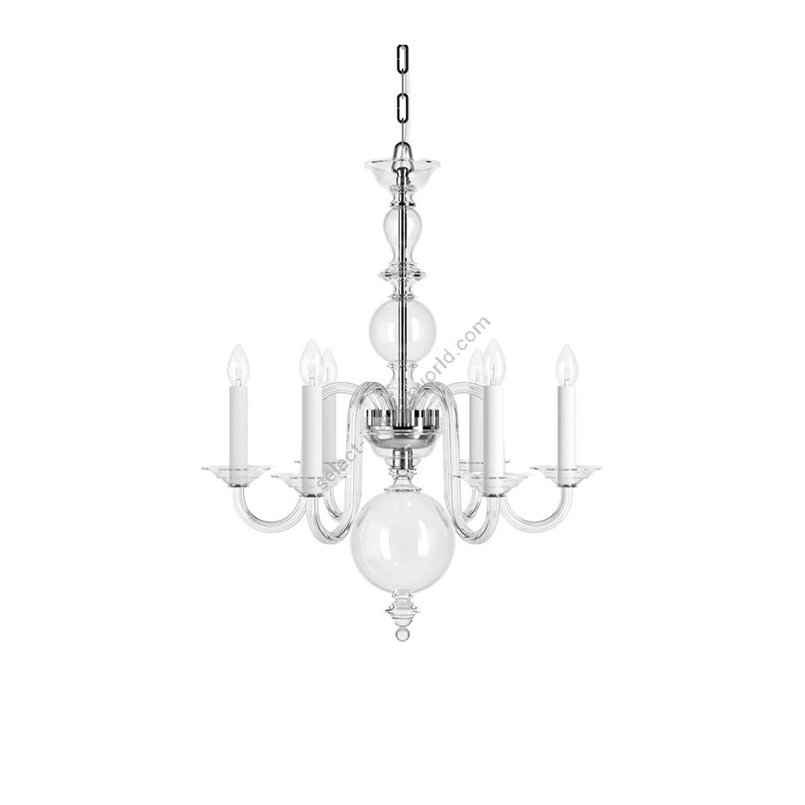 Luxuriöse und Elegante Kronleuchter, 6 Lichter / Historisches Design / Chrom metall mit Kristall Glas